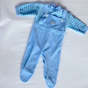 Sears infant overalls bodysuit with snap back Blue & White Size 13 to 16 lbs